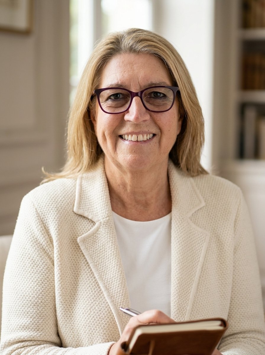 Portrait officiel de Sarah Puntis, professeure de langues avec 35 ans d'expérience
